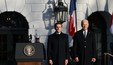 Joe Biden recebe o presidente da França na Casa Branca (SAUL LOEB / AFP)